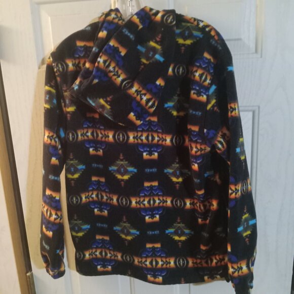 Western Trading Blankets Hooded Full Zip Fleece Aztec Southwestern Jacket L - Picture 4 of 8